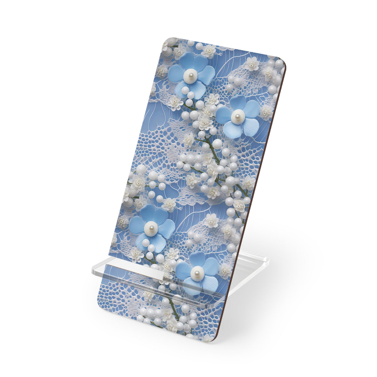 Pearls and Lace on Baby Blue - Mobile Display Stand for Smartphones