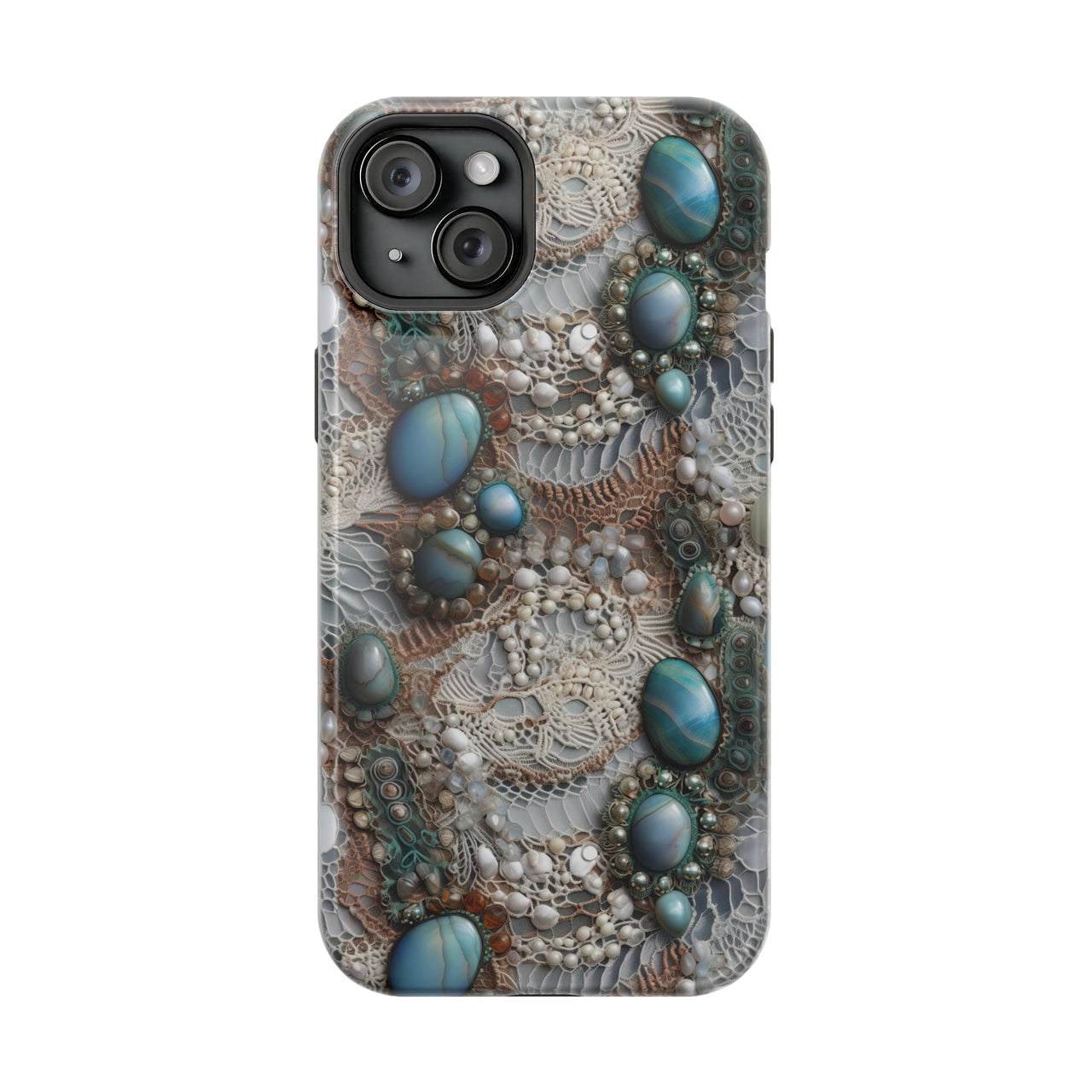 Boho Agate and Lace - MagSafe Tough Case for iPhone 15, iPhone 15 Pro, iPhone 15 Plus, & iPhone 15 Pro Max