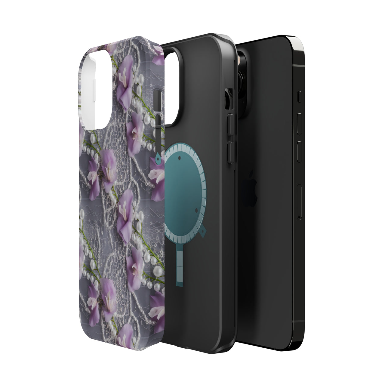 Purple Sweet Pea MagSafe Tough Cases for iPhone 13, iPhone 13 Mini, iPhone 13 Pro, and iPhone 13 Pro Max.