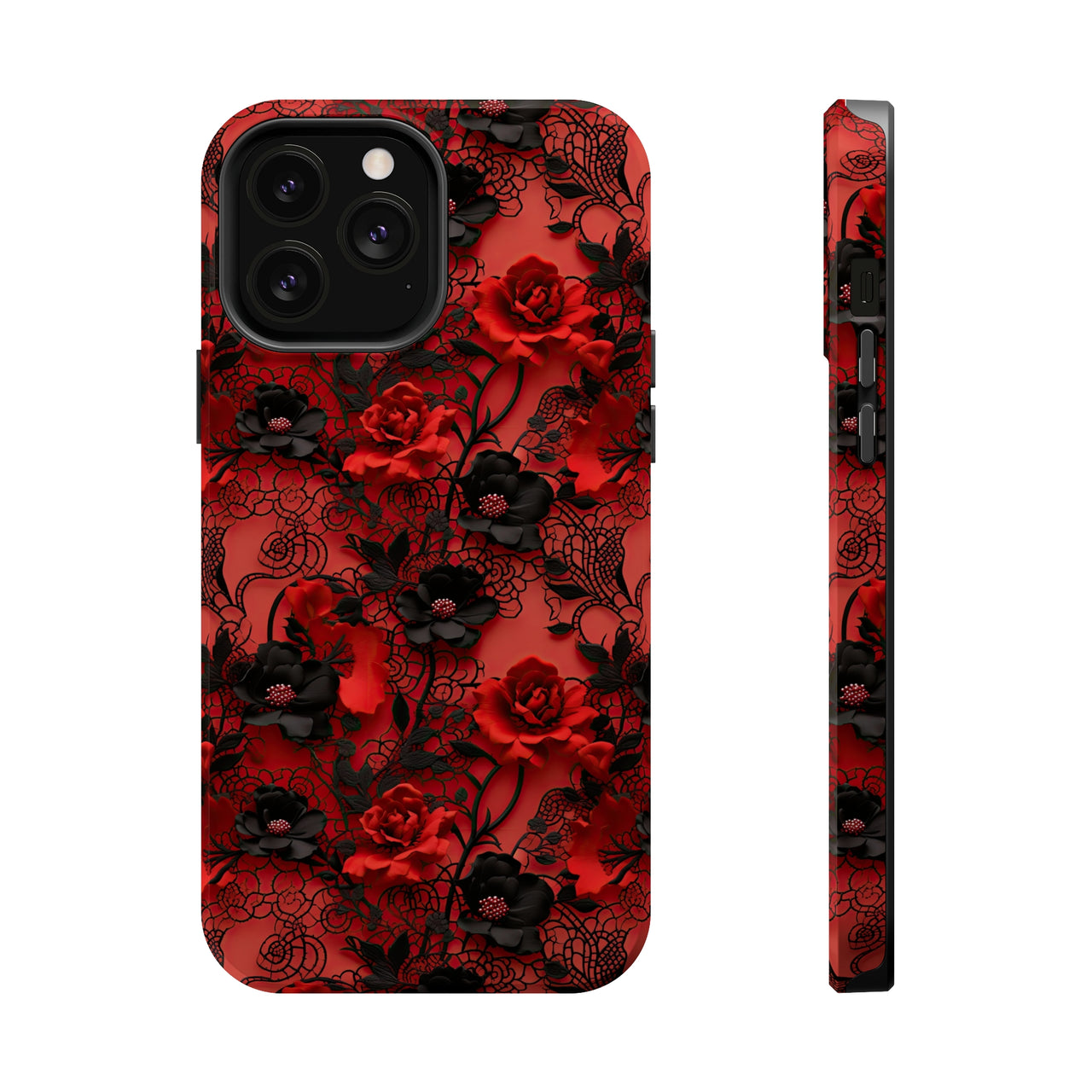 Gothic Rose MagSafe Tough Cases for iPhone 13, iPhone 13 Mini, iPhone 13 Pro, and iPhone 13 Pro Max.