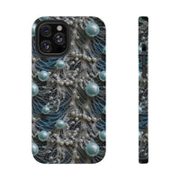 Thumbnail for Sea Foam Lace and Pearls Impact-Resistant Case for iPhone 12, iPhone 12 Mini, iPhone 12 Pro, and iPhone 12 Pro Max. Supports Wireless Charging.