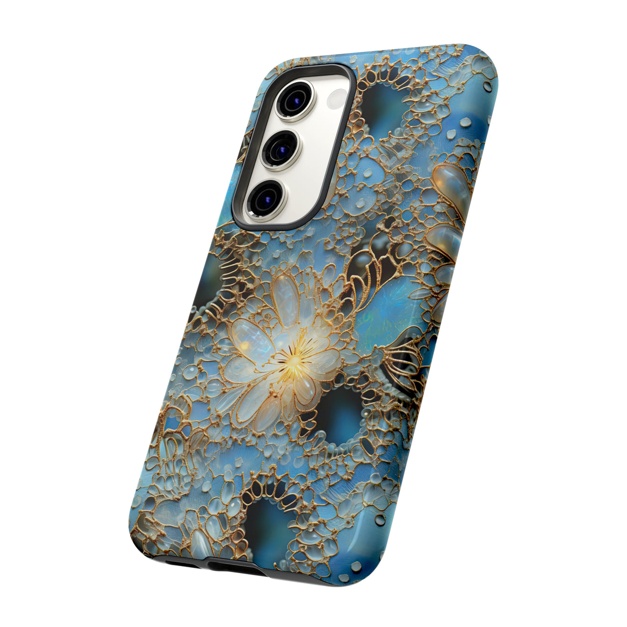 Gemstones and Gold Lace Tough Cases for Samsung Galaxy S23, Samsung Galaxy S23 Plus, and Samsung Galaxy S23 Ultra