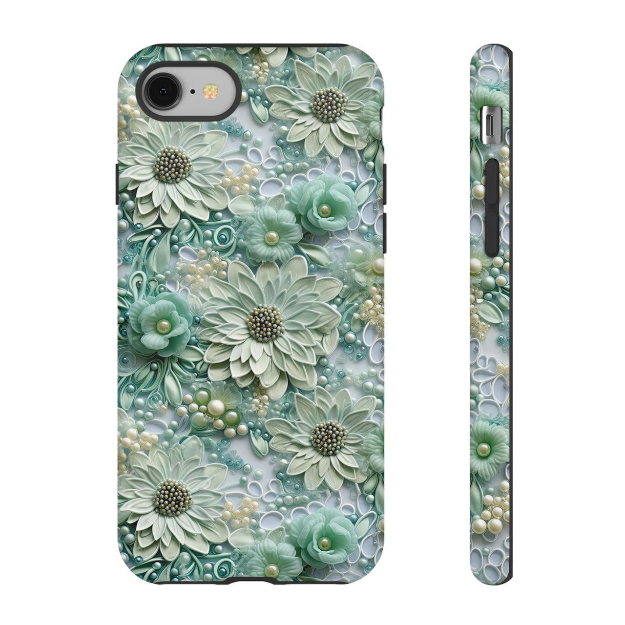 Teal Petals - Tough Case for iPhone 8 and iPhone 8 Plus