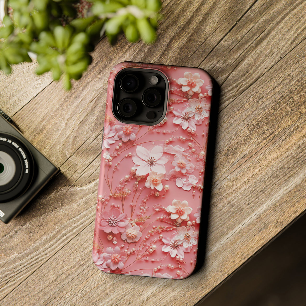 Floral Champagne Toast - MagSafe Tough Case for iPhone 15, iPhone 15 Pro, iPhone 15 Plus, & iPhone 15 Pro Max