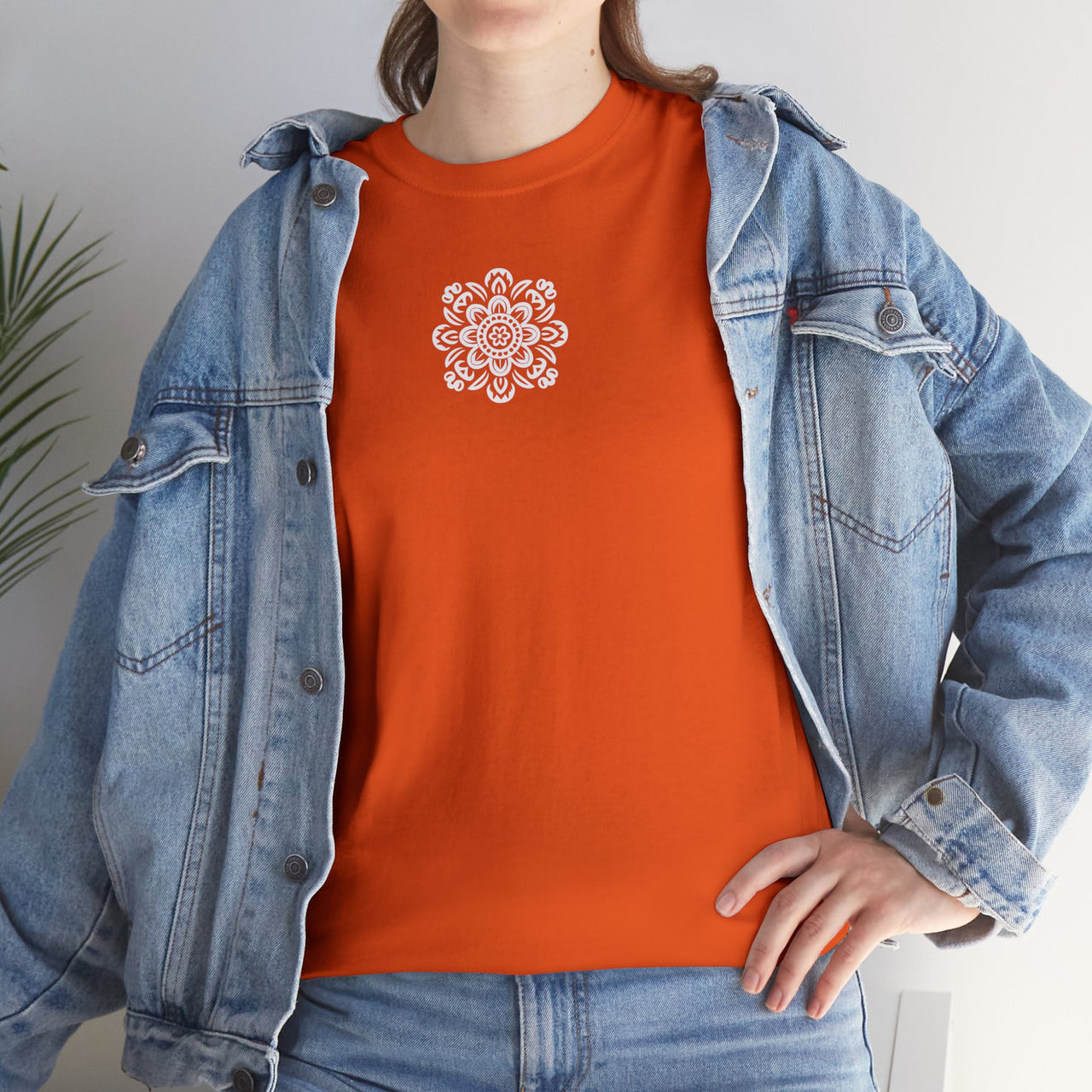 Front and Back Flower Design - Unisex Heavy Cotton Tee