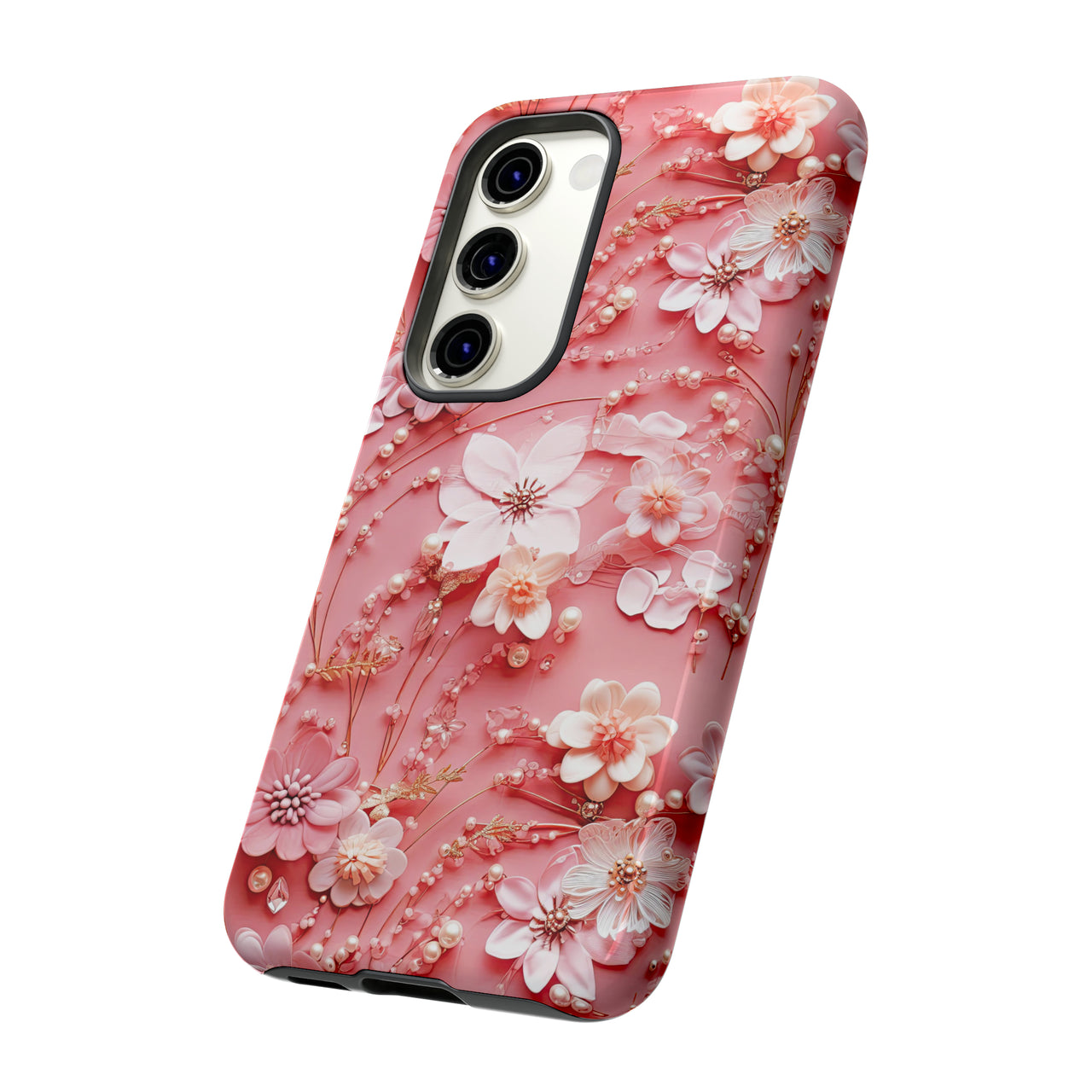 Floral Champagne Toast Tough Case for Samsung Galaxy S23, Samsung Galaxy S23 Plus, and Samsung Galaxy S23 Ultra