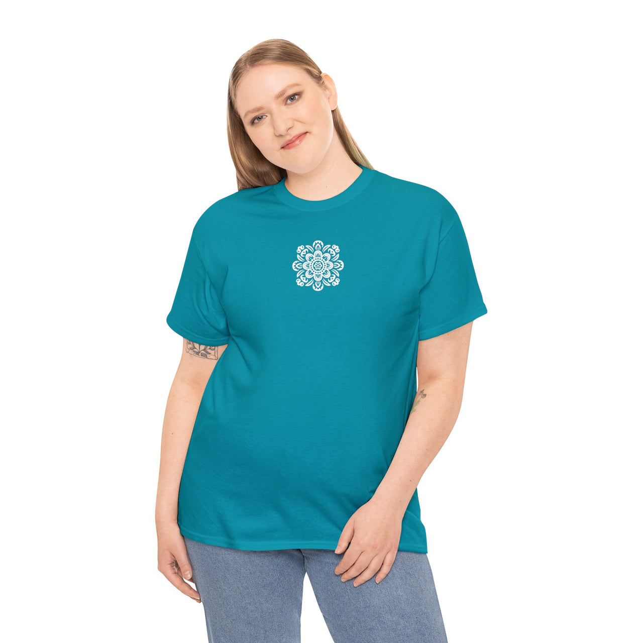 Front and Back Flower Design - Unisex Heavy Cotton Tee