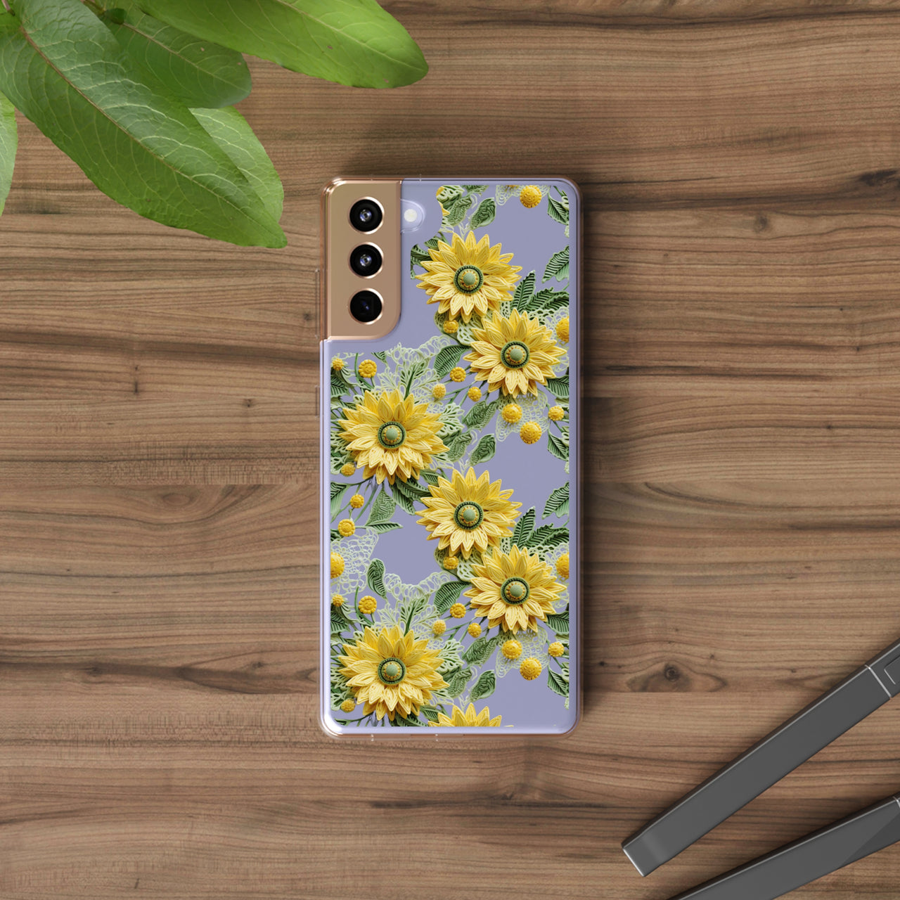 *Clear Case* Whimsical Sunflowers - Samsung Galaxy S21, Samsung Galaxy S21 Plus, Samsung Galaxy S21 Ultra - Supports Wireless Charging