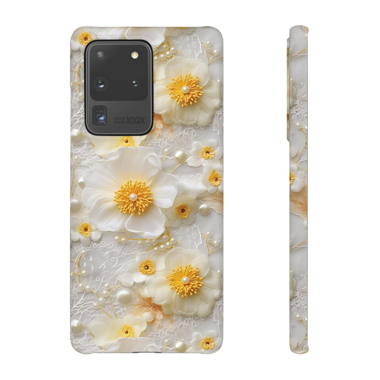 Yellow and White Floral - Snap Case for Samsung Galaxy S20, Samsung Galaxy S20+, Samsung Galaxy S20 Ultra, & Samsung Galaxy S20 FE