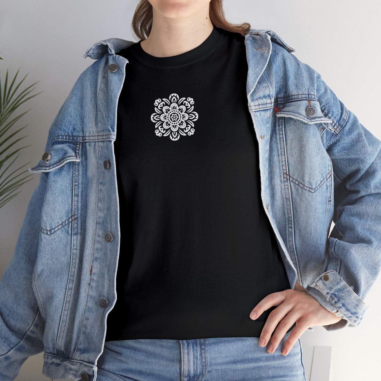 Front and Back Flower Design - Unisex Heavy Cotton Tee