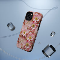 Thumbnail for Gold-Kissed Flowers on Pink Lace - MagSafe Tough Cases for iPhone 13, iPhone 13 Mini, iPhone 13 Pro, and iPhone 13 Pro Max.