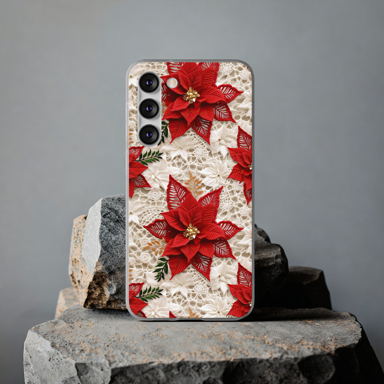 Christmas Poinsettia - Flexi Cases for Samsung Galaxy S23, Samsung Galaxy S23 Plus, and Samsung Galaxy S23 Ultra