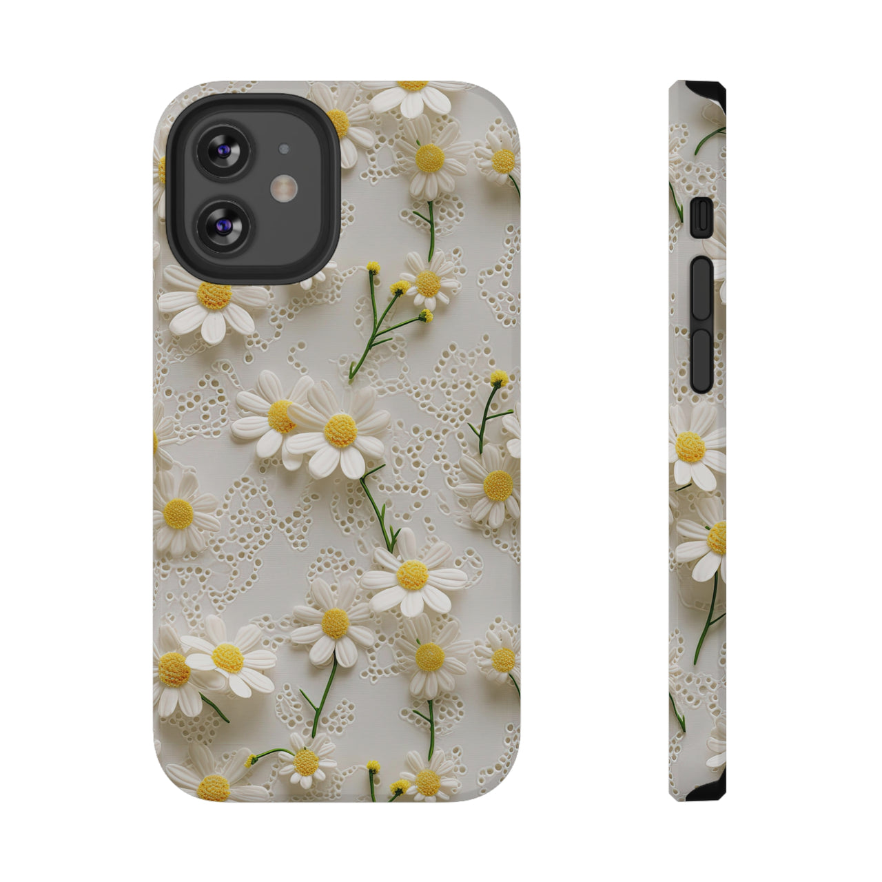 Daisy Impact-Resistant Case for iPhone 12, iPhone 12 Mini, iPhone 12 Pro, and iPhone 12 Pro Max. Supports Wireless Charging.