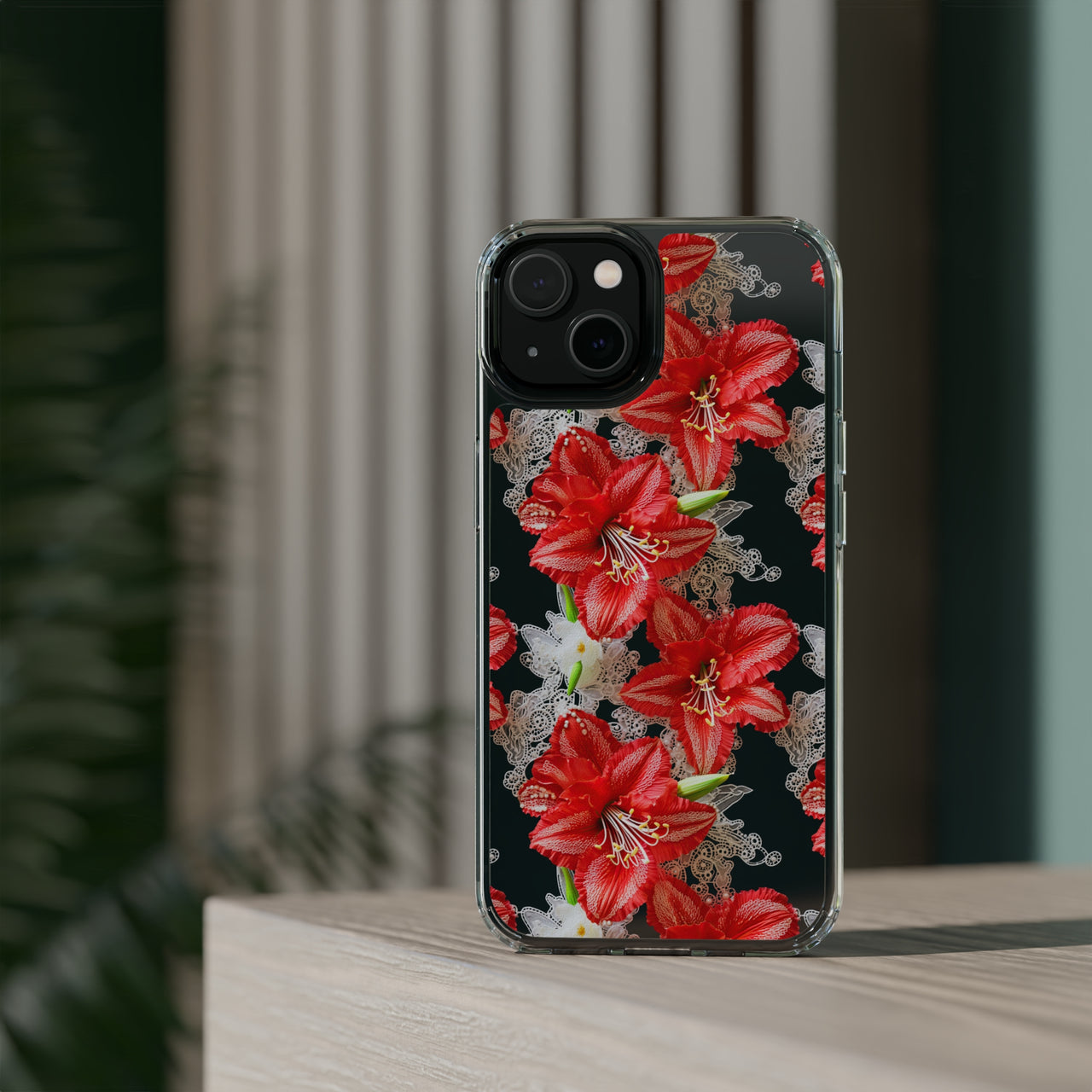 *Clear Case* Enchanting Amaryllis - iPhone 14, iPhone 14 Pro, iPhone 14 Plus, iPhone 14 Pro Max - Supports Wireless Charging