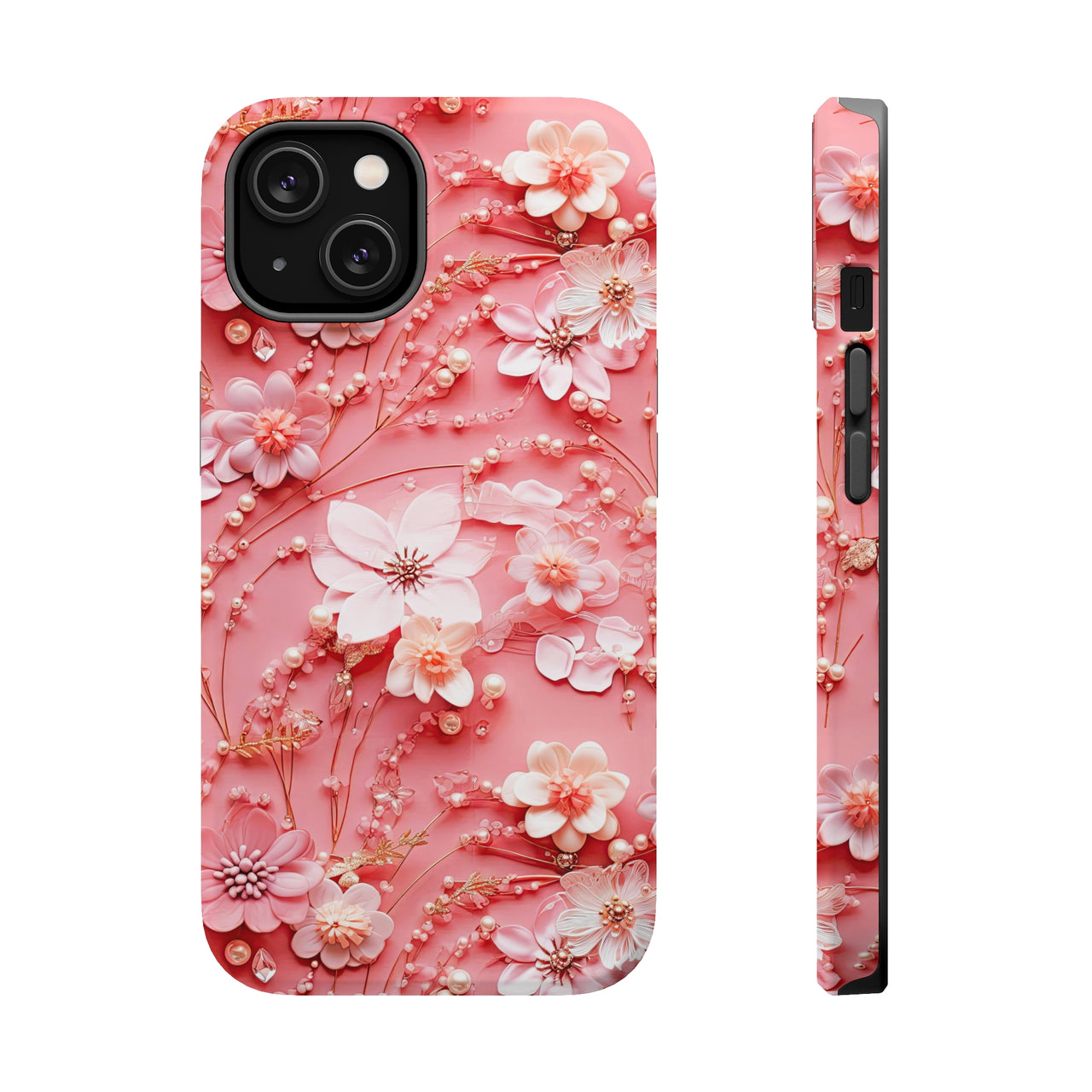 Floral Champagne Toast MagSafe Tough Cases for iPhone 14, iPhone 14 Pro, iPhone 14 Plus, and iPhone 14 Pro Max