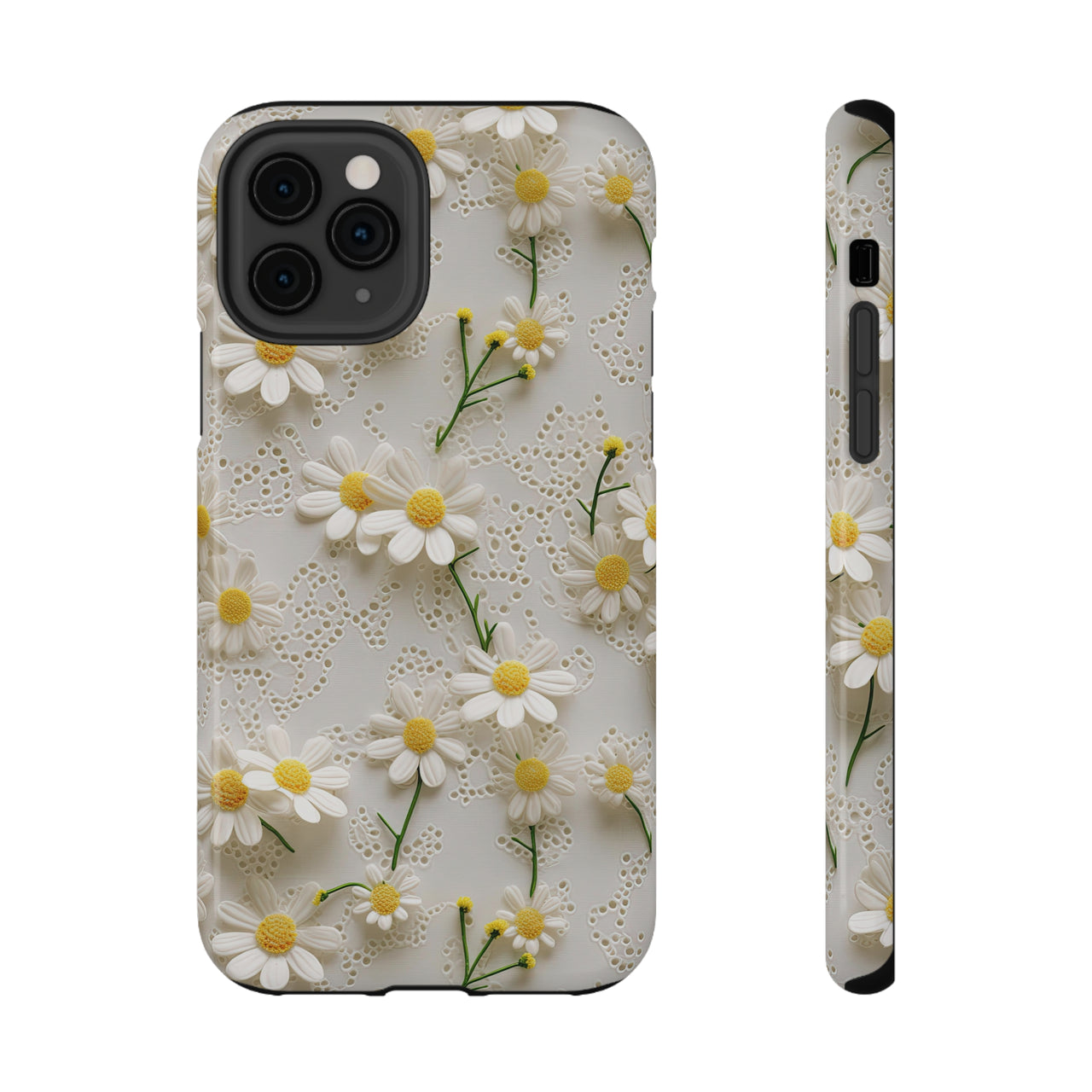 Daisy Impact-Resistant Cases for iPhone 11, iPhone 11 Pro, and iPhone 11 Pro Max. Supports Wireless Charging.