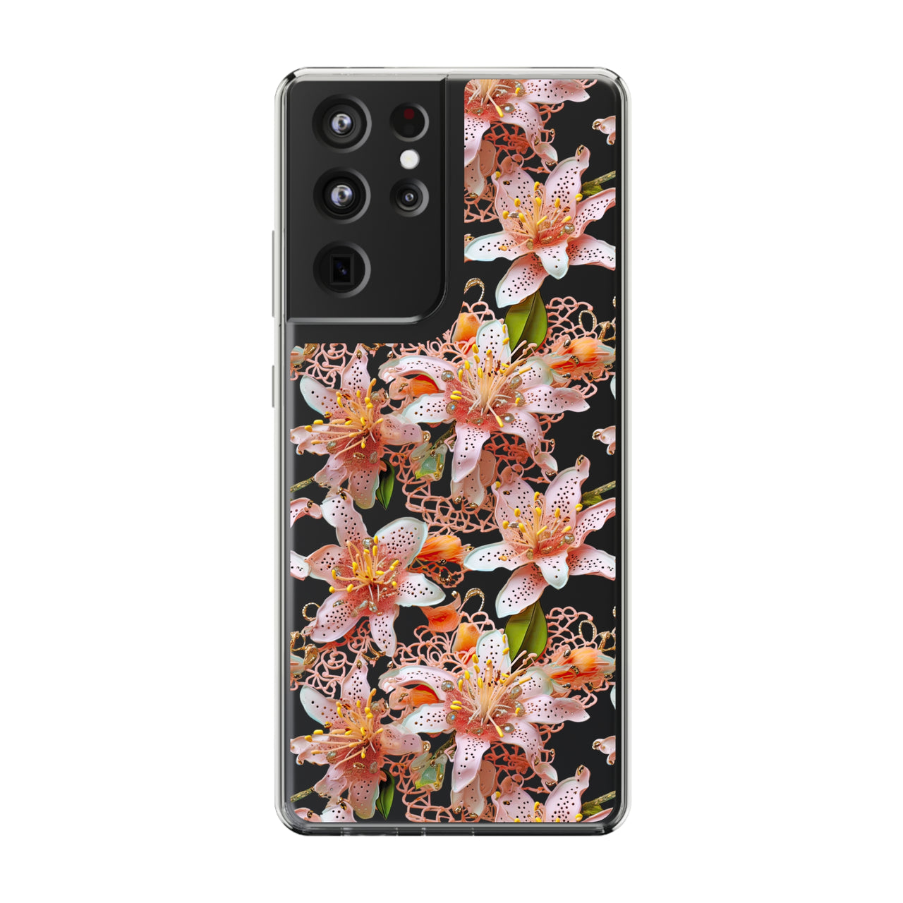 *Clear Case* Pink Lily - Samsung Galaxy S21, Samsung Galaxy S21 Plus, Samsung Galaxy S21 Ultra - Supports Wireless Charging