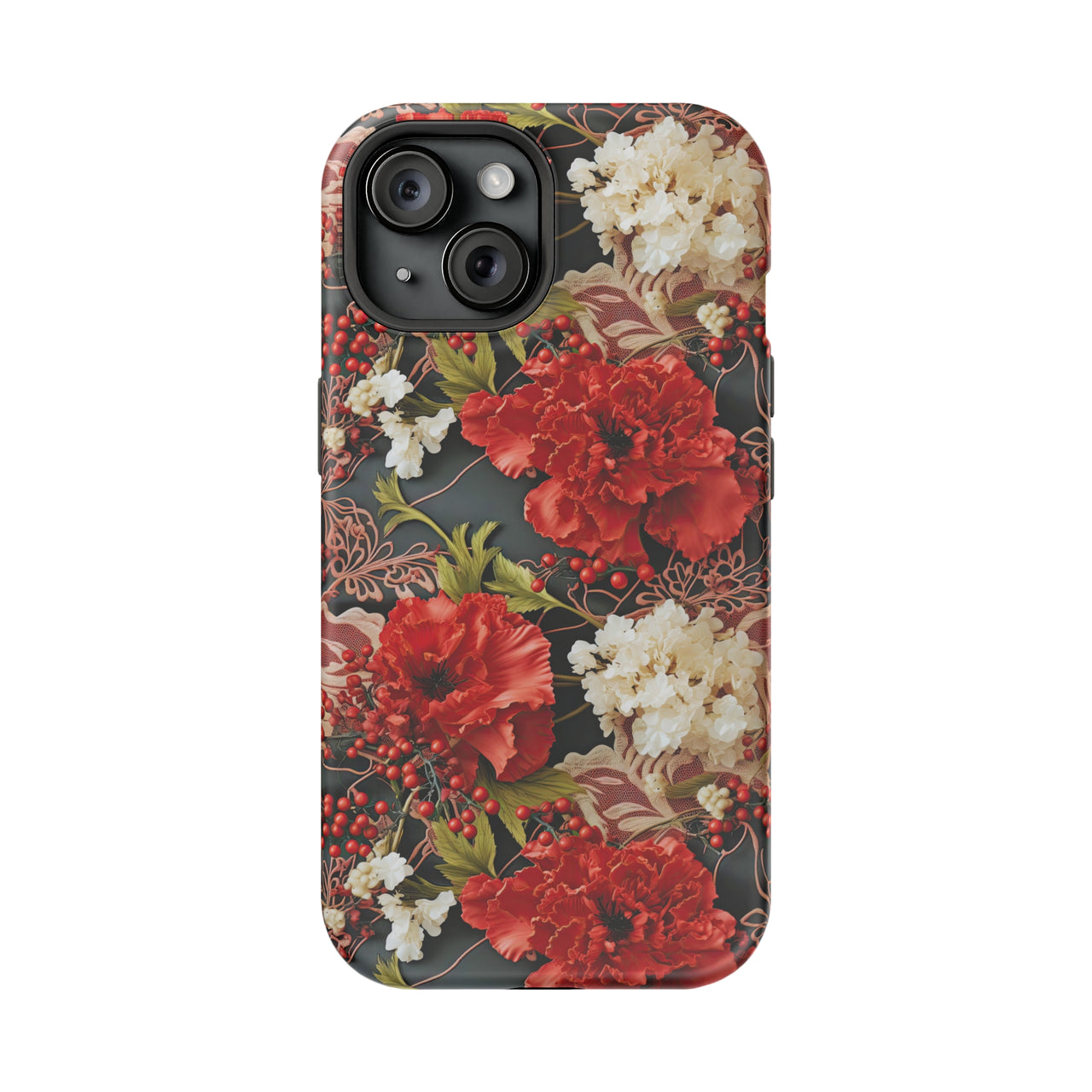 Carnation for January Birthday - MagSafe Tough Case for iPhone 15, iPhone 15 Pro, iPhone 15 Plus, & iPhone 15 Pro Max