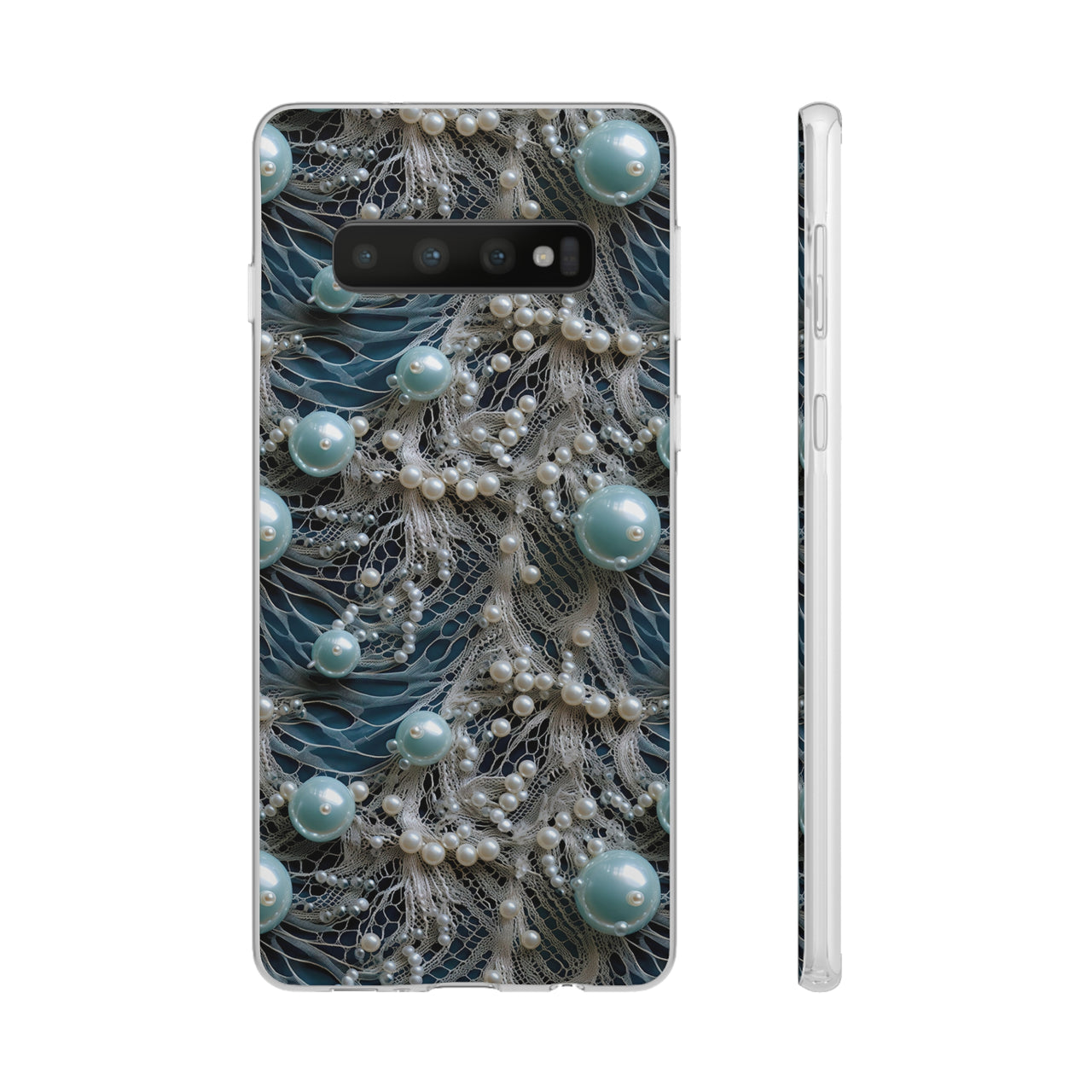 Sea Foam Lace and Pearls - Flexi Cases for Samsung Galaxy S10, Samsung Galaxy S10E, & Samsung Galaxy S10 Plus