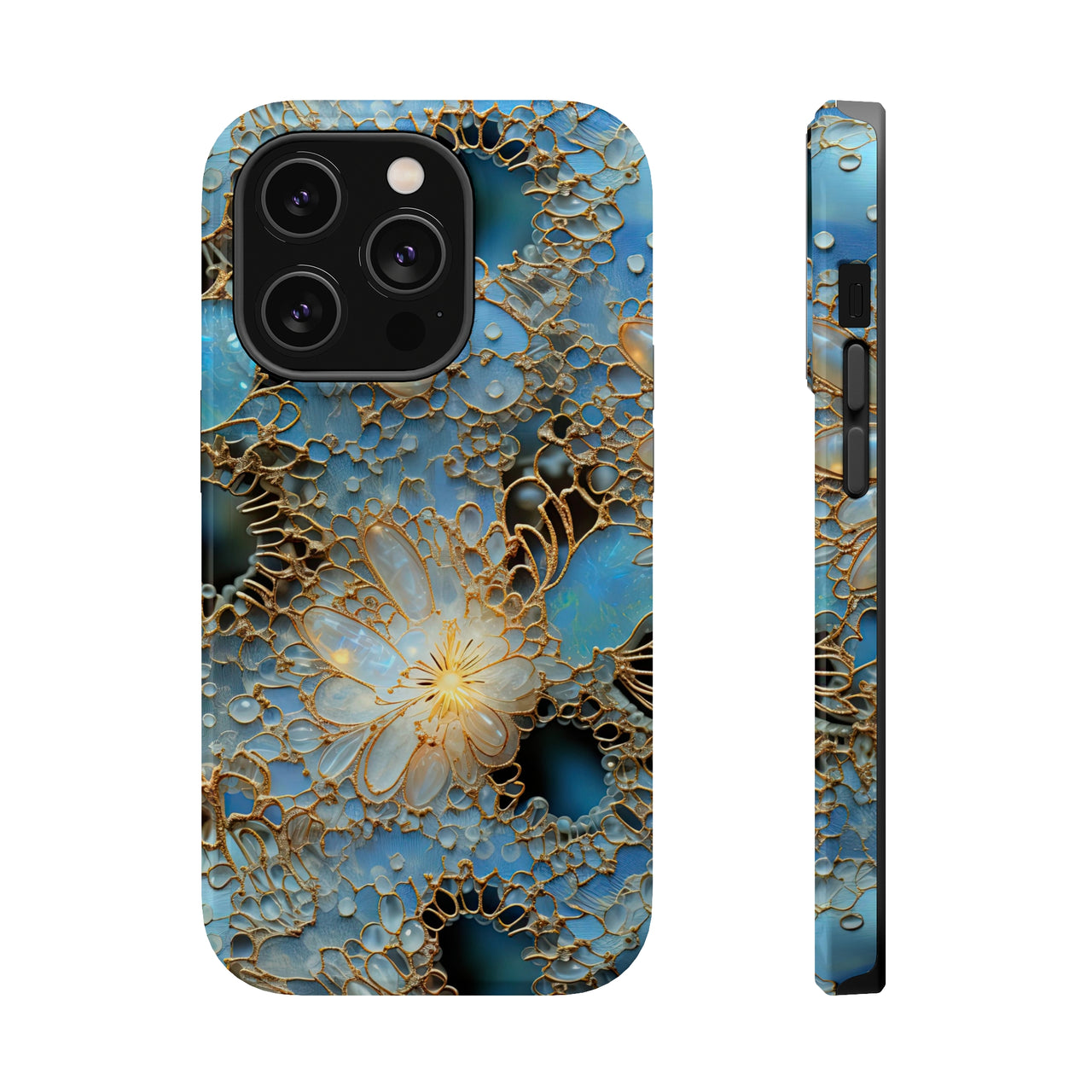 Gemstones and Gold Lace MagSafe Tough Cases for iPhone 14, iPhone 14 Pro, iPhone 14 Plus, and iPhone 14 Pro Max