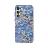 Thumbnail for Pearls and Lace on Baby Blue - Flexi Cases for Samsung Galaxy S23, Samsung Galaxy S23 Plus, and Samsung Galaxy S23 Ultra