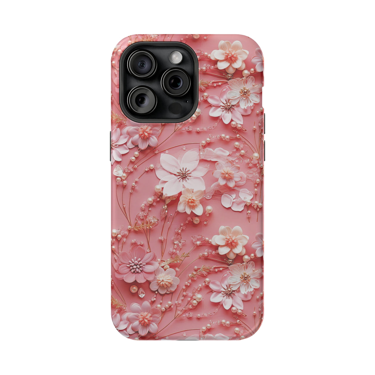 Floral Champagne Toast - MagSafe Tough Case for iPhone 15, iPhone 15 Pro, iPhone 15 Plus, & iPhone 15 Pro Max