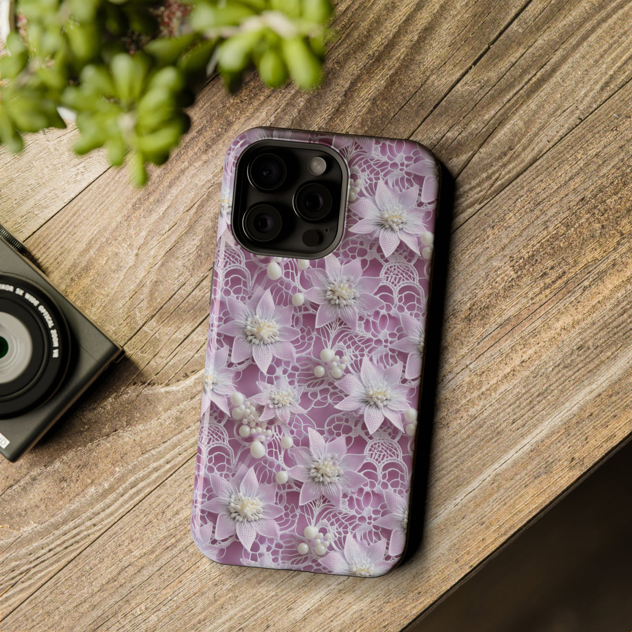 Pink Coquette Clematis - MagSafe Tough Case for iPhone 15, iPhone 15 Pro, iPhone 15 Plus, & iPhone 15 Pro Max