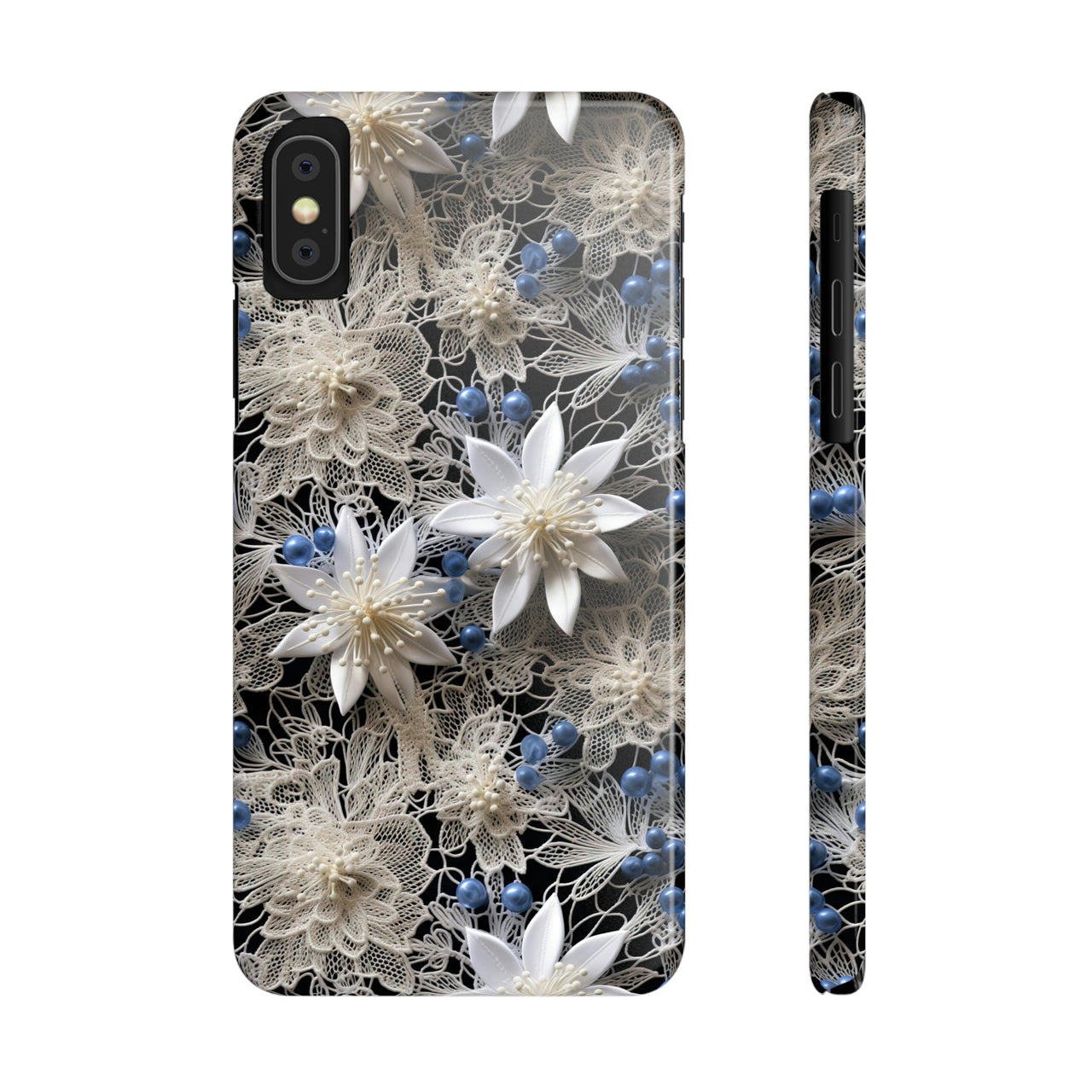 Vintage Lace and Clematis - Slim Phone Cases for iPhone X, iPhone XR, iPhone XS, and iPhone XS MAX