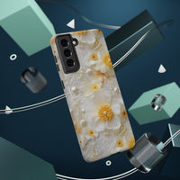 Thumbnail for White and Yellow Floral Impact-Resistant Cases for Samsung Galaxy S21, Samsung Galaxy S21 Plus, and Samsung Galaxy S21 Ultra. Supports Wireless Charging.