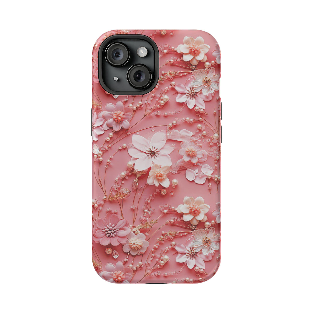 Floral Champagne Toast - MagSafe Tough Case for iPhone 15, iPhone 15 Pro, iPhone 15 Plus, & iPhone 15 Pro Max