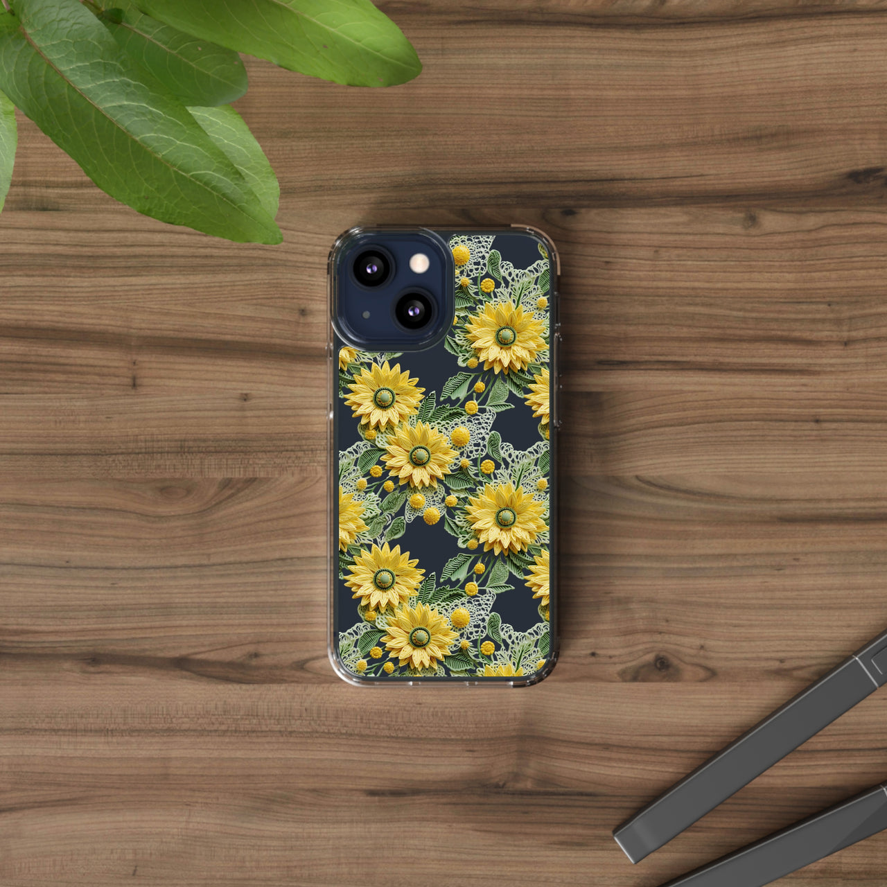 *Clear Case* Whimsical Sunflowers - iPhone 13, iPhone 13 Mini, iPhone 13 Pro, iPhone 13 Pro Max - Supports Wireless Charging