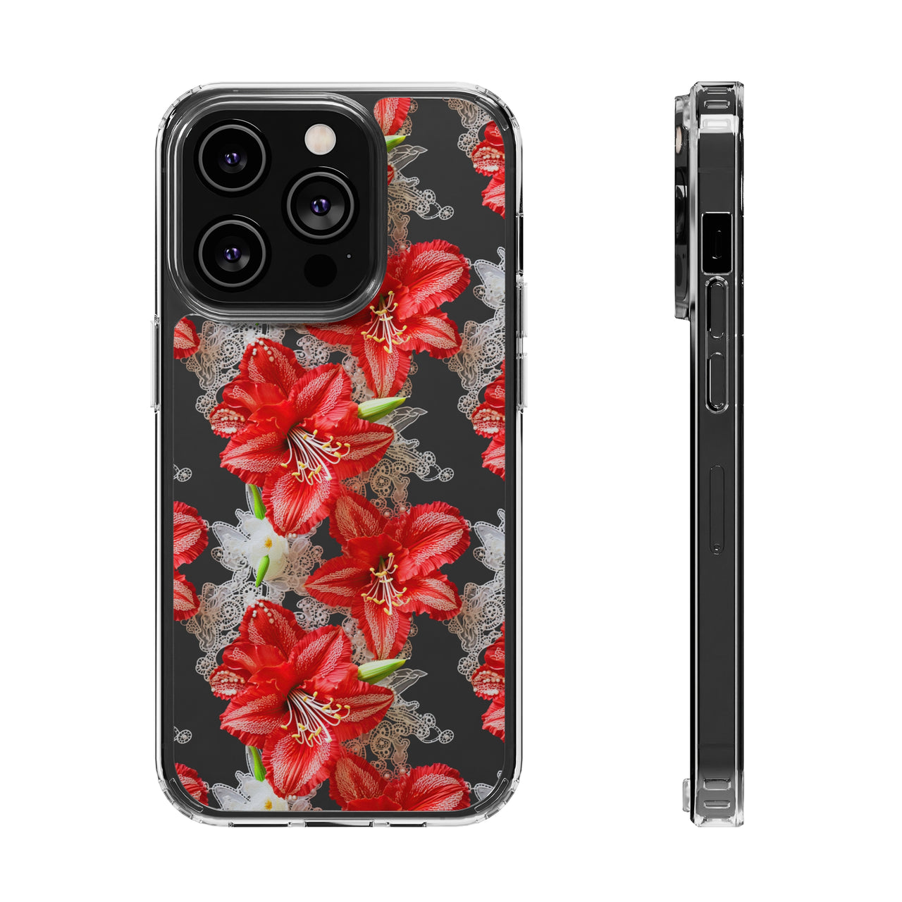 *Clear Case* Enchanting Amaryllis - iPhone 14, iPhone 14 Pro, iPhone 14 Plus, iPhone 14 Pro Max - Supports Wireless Charging