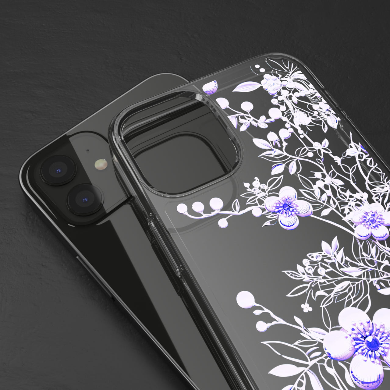 *Clear Case* Purple Petals - iPhone 12, iPhone 12 Mini, iPhone 12 Pro, iPhone 12 Pro Max - Supports Wireless Charging