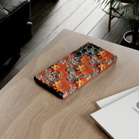 Thumbnail for Orange Petals in Silver Tapestry Tough Case for Samsung Galaxy S23, Samsung Galaxy S23 Plus, and Samsung Galaxy S23 Ultra