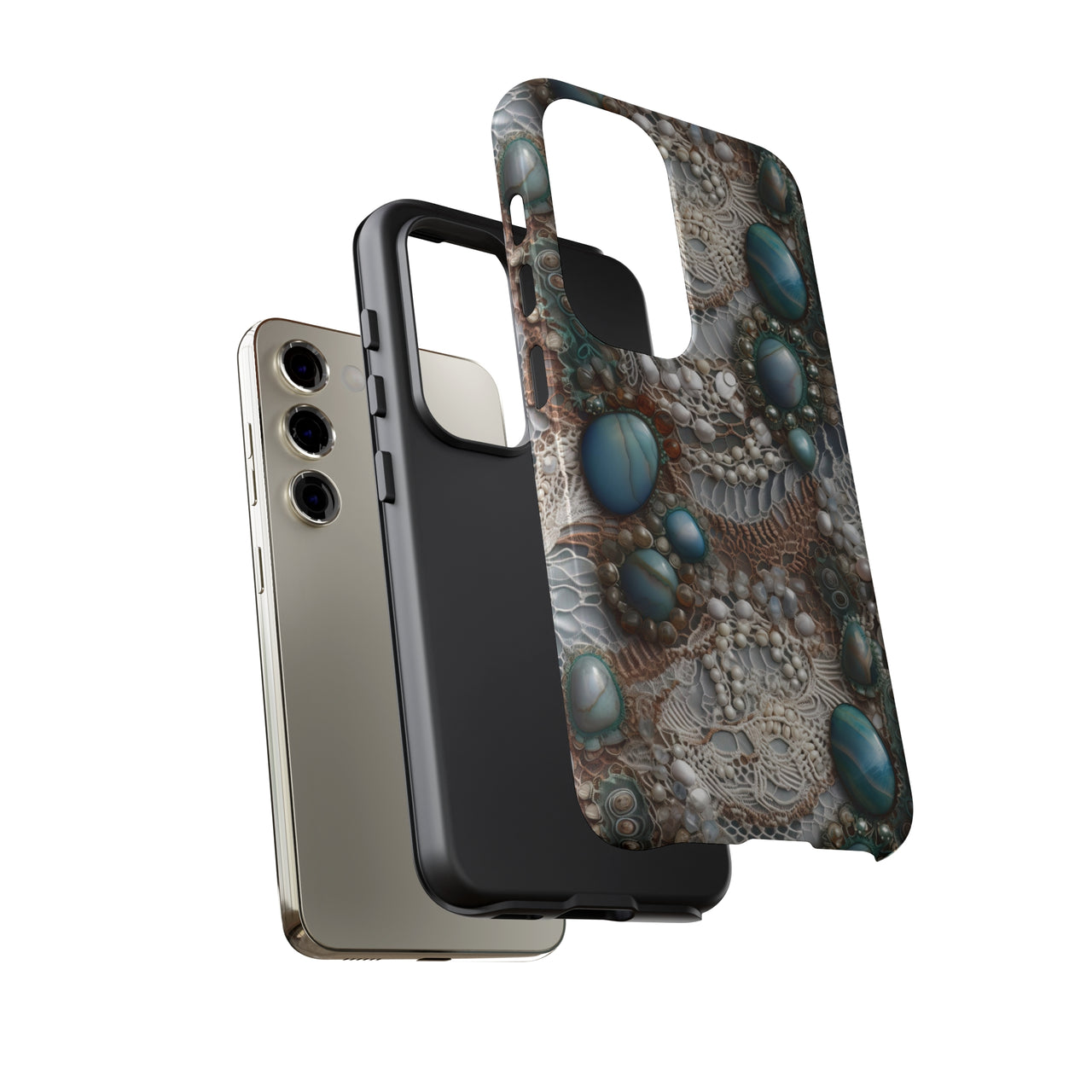 Boho Agate and Lace Tough Cases for Samsung Galaxy S23, Samsung Galaxy S23 Plus, and Samsung Galaxy S23 Ultra