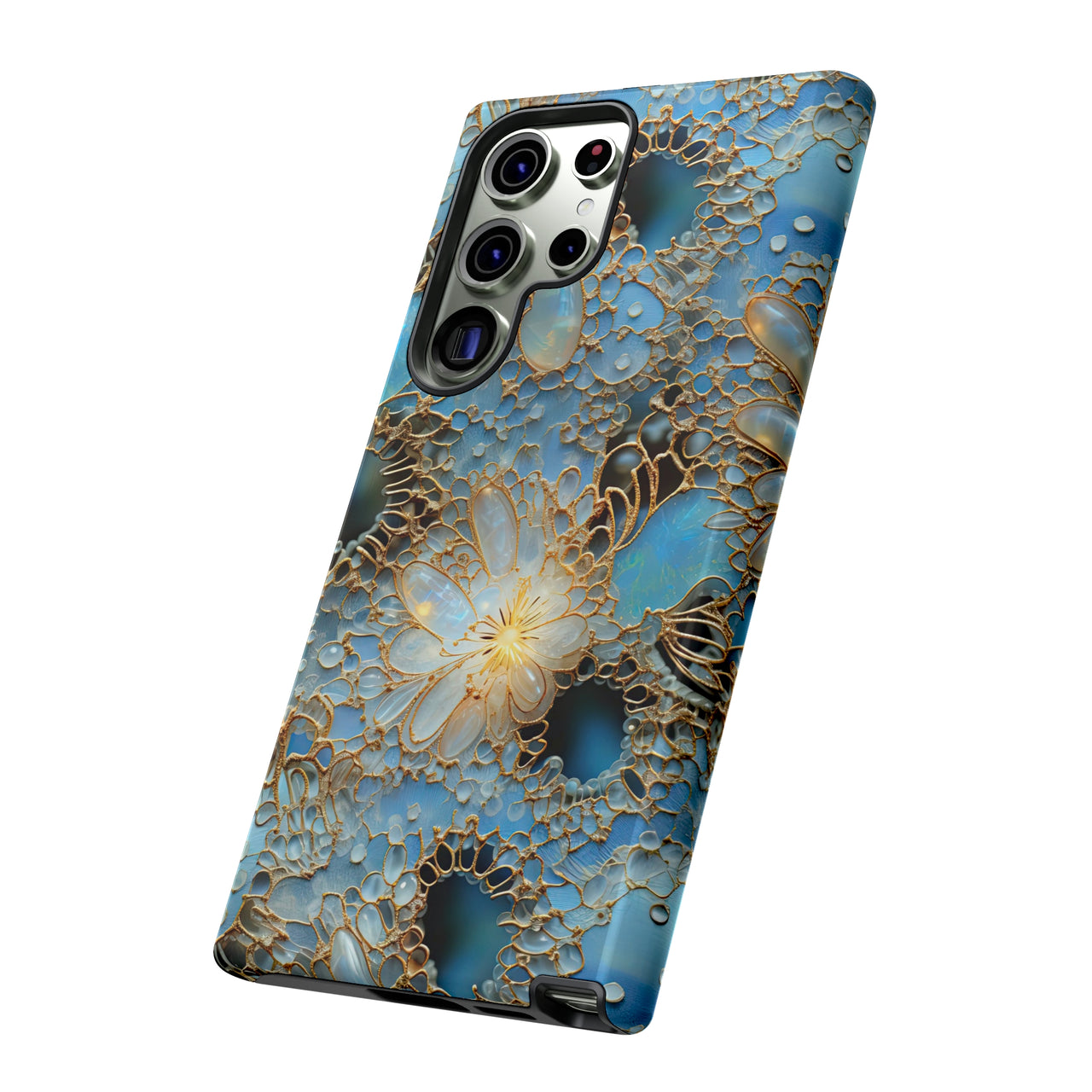 Gemstones and Gold Lace Tough Cases for Samsung Galaxy S23, Samsung Galaxy S23 Plus, and Samsung Galaxy S23 Ultra