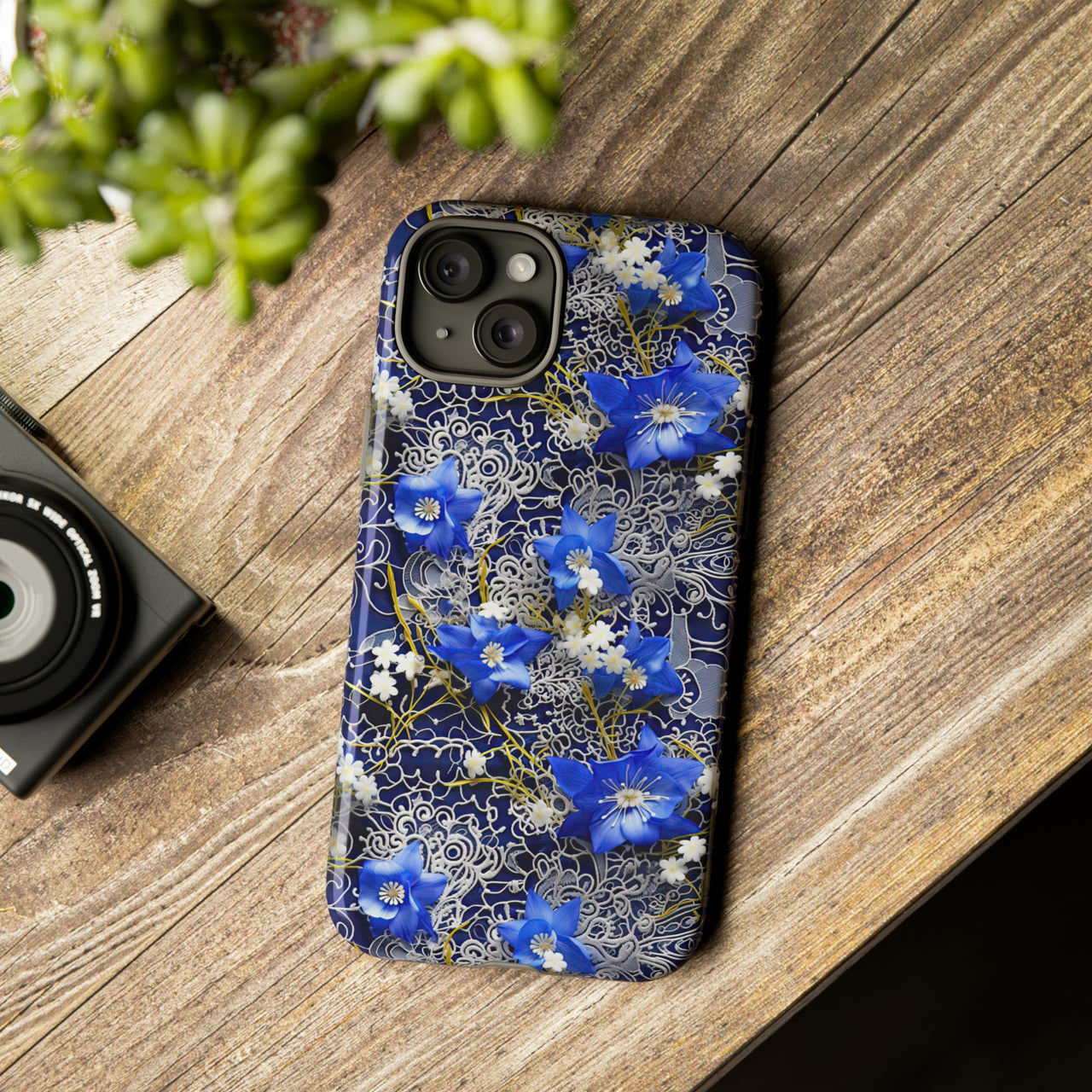 Cerulean Elegance Tough Case for iPhone 15, iPhone 15 Pro, iPhone 15 Plus, and iPhone 15 Pro Max