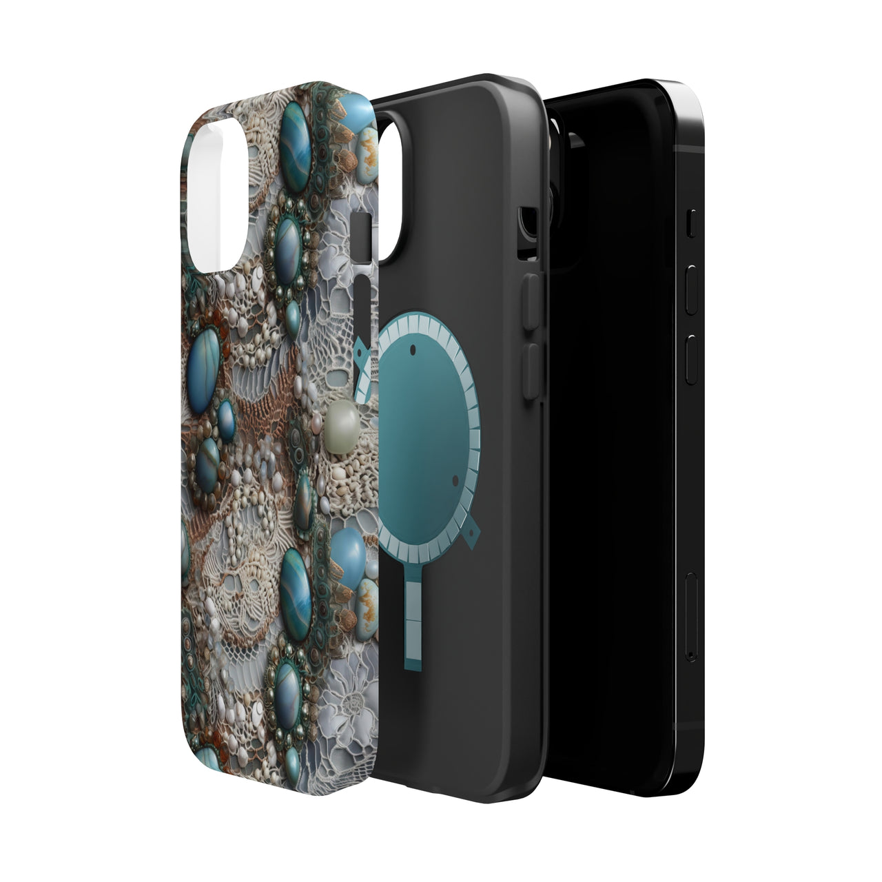 Boho Agate and Lace MagSafe Tough Cases for iPhone 14, iPhone 14 Pro, iPhone 14 Plus, and iPhone 14 Pro Max