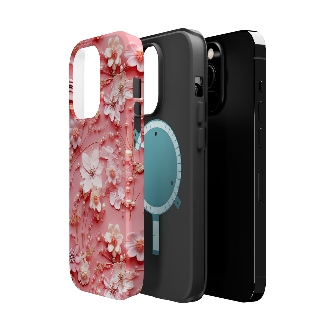 Floral Champagne Toast MagSafe Tough Cases for iPhone 14, iPhone 14 Pro, iPhone 14 Plus, and iPhone 14 Pro Max