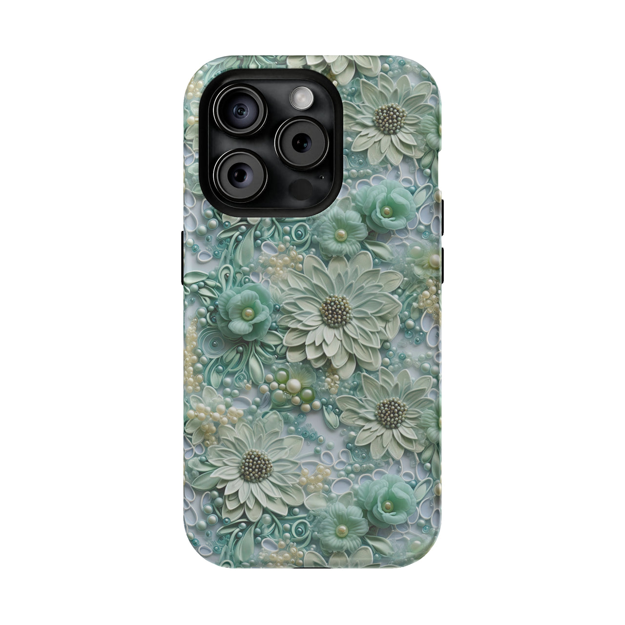 Teal Petals - MagSafe Tough Case for iPhone 15, iPhone 15 Pro, iPhone 15 Plus, & iPhone 15 Pro Max