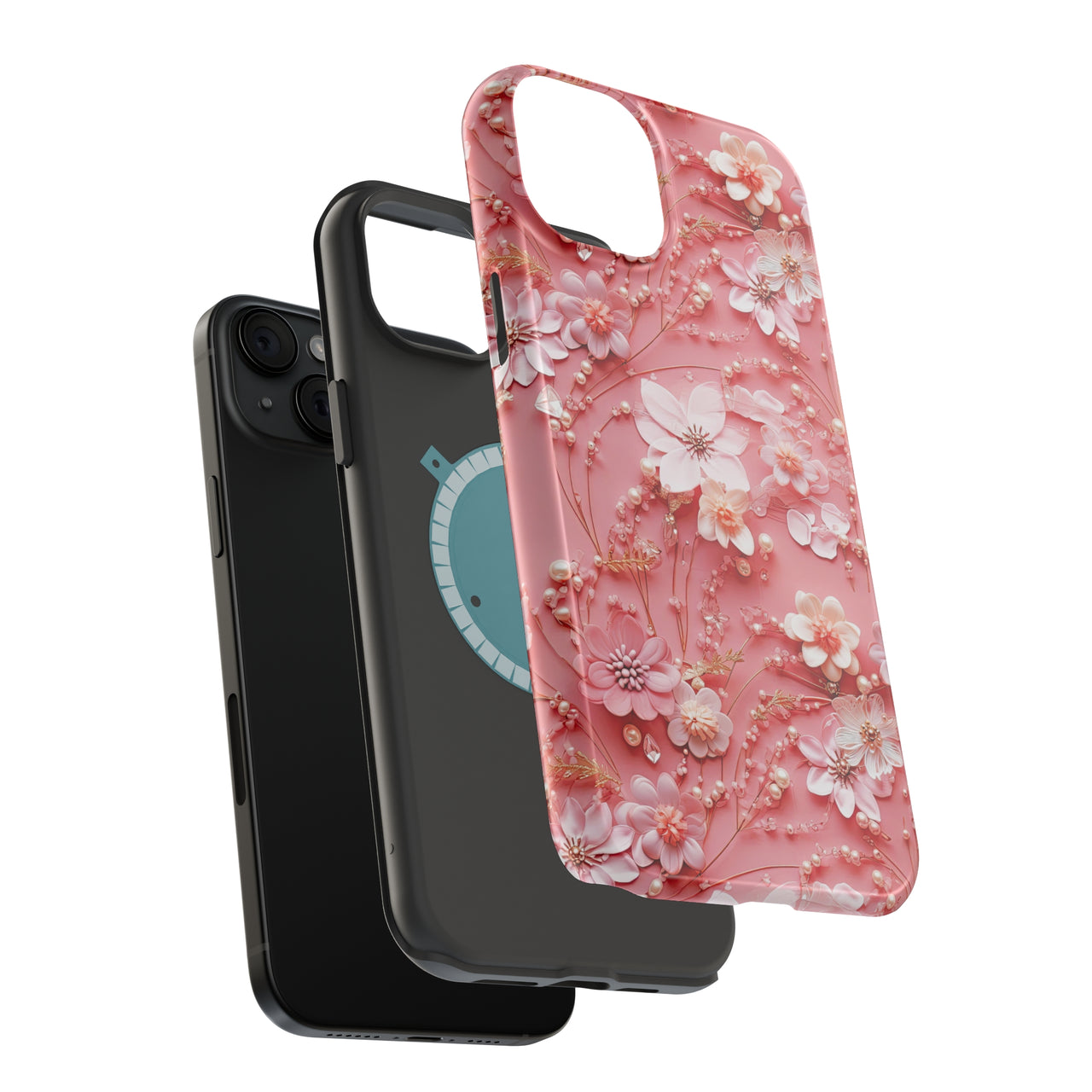 Floral Champagne Toast - MagSafe Tough Case for iPhone 15, iPhone 15 Pro, iPhone 15 Plus, & iPhone 15 Pro Max