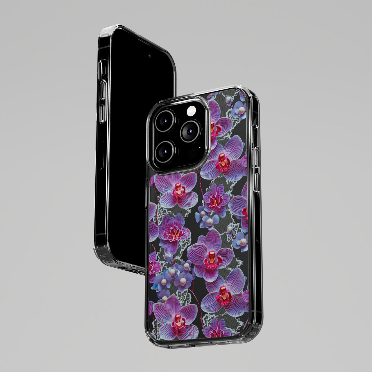 *Clear Case* Fuchsia Orchid - iPhone 14, iPhone 14 Pro, iPhone 14 Plus, iPhone 14 Pro Max - Supports Wireless Charging