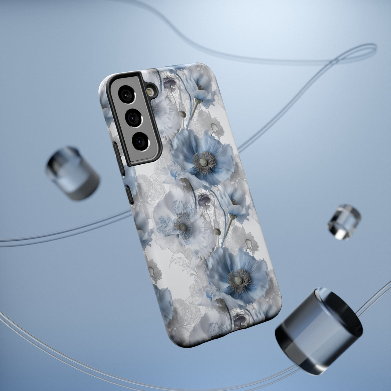 Himalayan Blue Poppy Impact-Resistant Cases for Samsung Galaxy S22, Samsung Galaxy S22 Plus, and Samsung Galaxy S22 Ultra. Supports Wireless Charging.