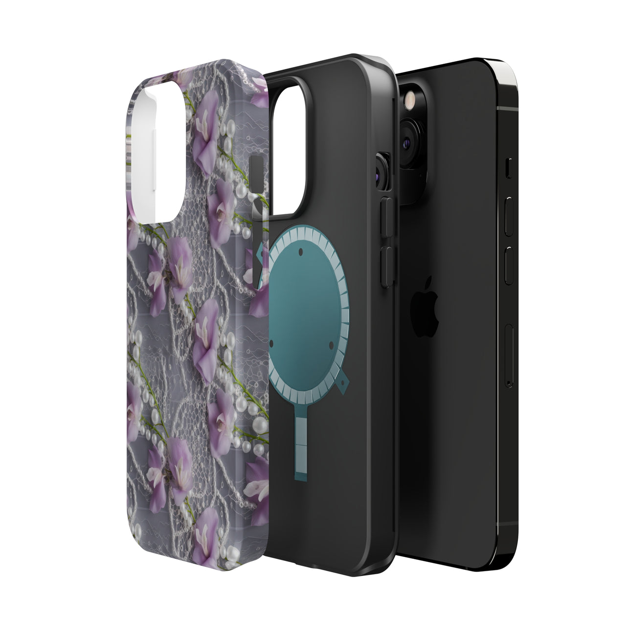 Purple Sweet Pea MagSafe Tough Cases for iPhone 13, iPhone 13 Mini, iPhone 13 Pro, and iPhone 13 Pro Max.