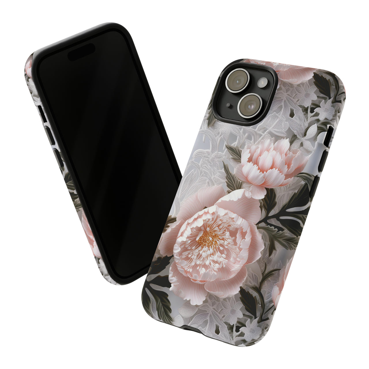 Pink Peony Tough Case for iPhone 15, iPhone 15 Pro, iPhone 15 Plus, and iPhone 15 Pro Max