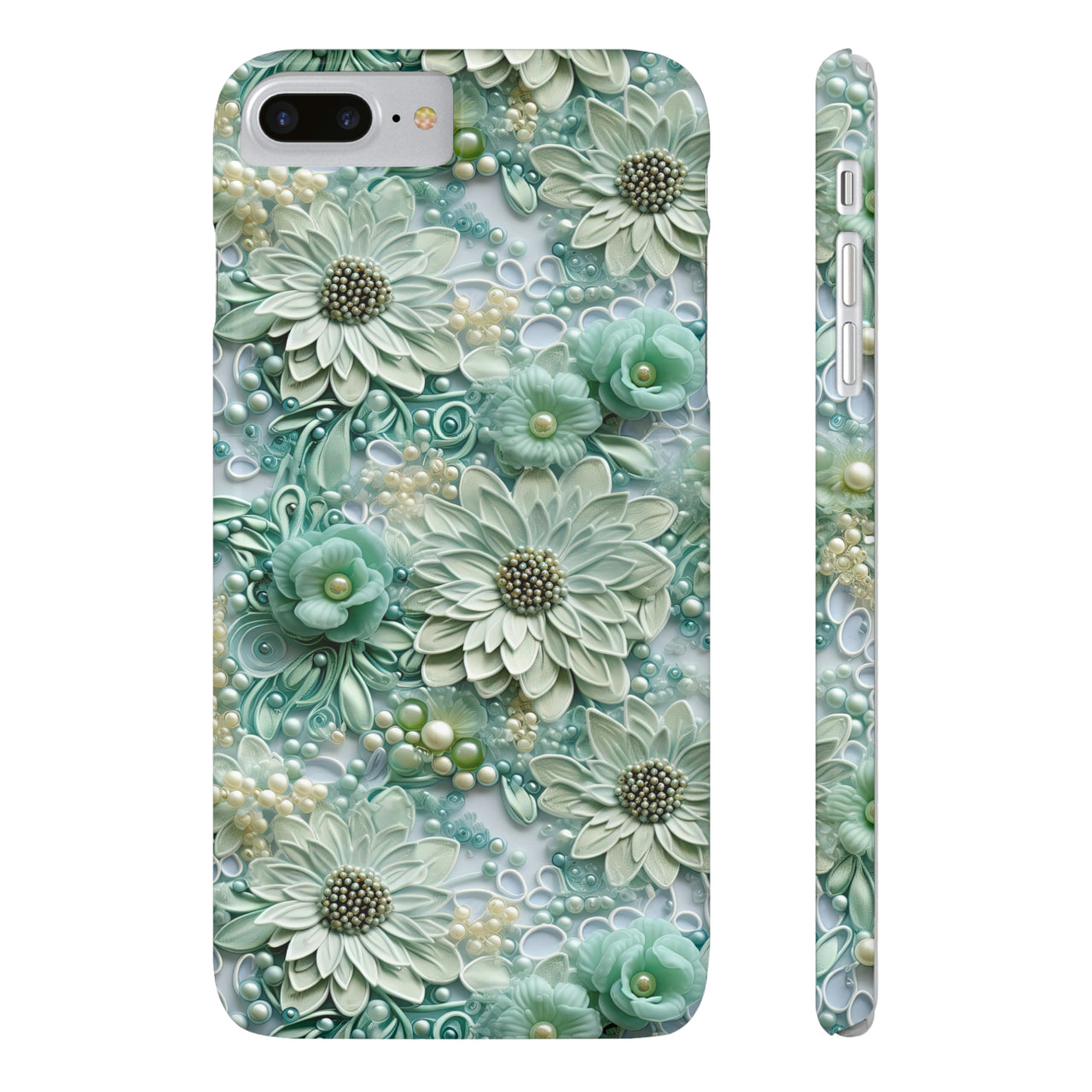 Teal Petals - Slim Phone Cases for iPhone 8 and iPhone 8 Plus (Also fits iPhone 7 and 7 Plus)