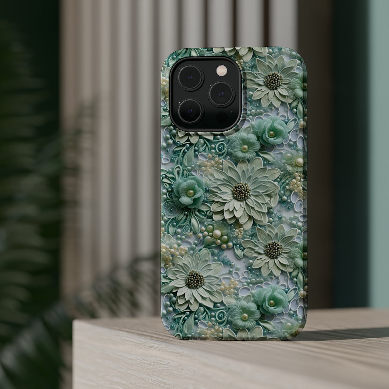 Teal Petals - MagSafe Tough Cases for iPhone 14, iPhone 14 Pro, iPhone 14 Plus, and iPhone 14 Pro Max