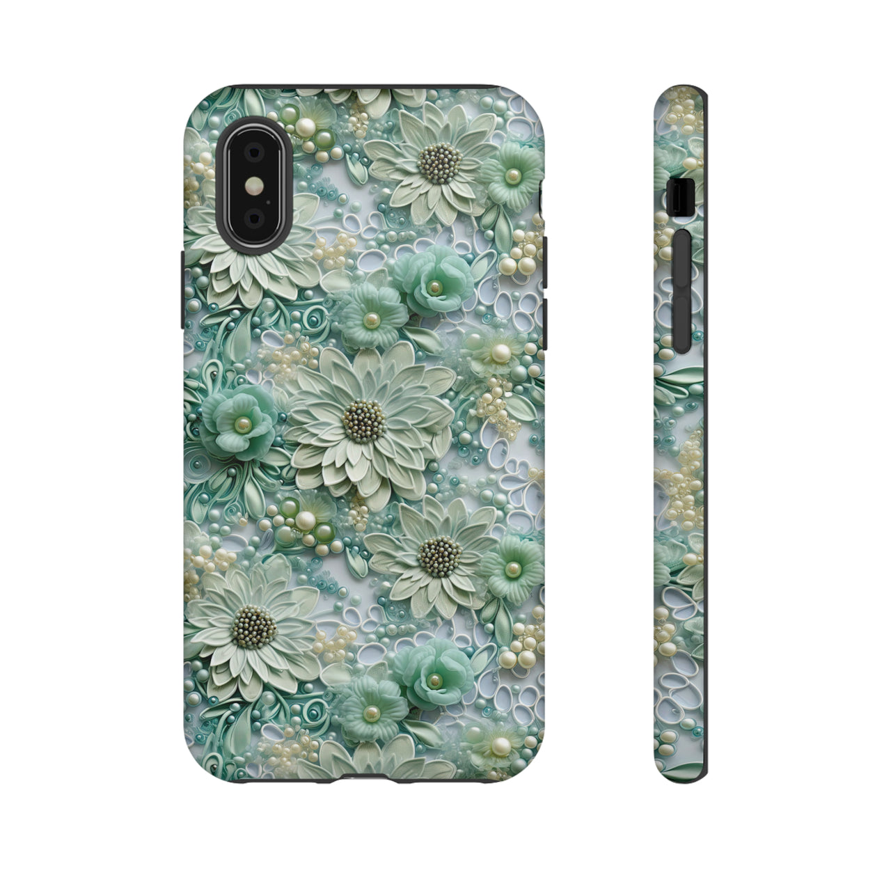 Teal Petals - Tough Cases for iPhone X, iPhone XR, iPhone XS, and iPhone XS MAX