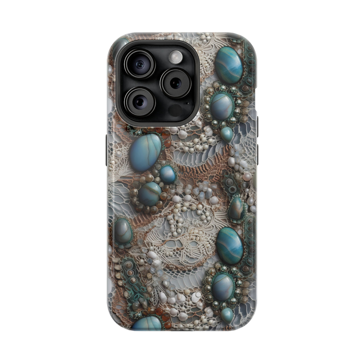 Boho Agate and Lace - MagSafe Tough Case for iPhone 15, iPhone 15 Pro, iPhone 15 Plus, & iPhone 15 Pro Max