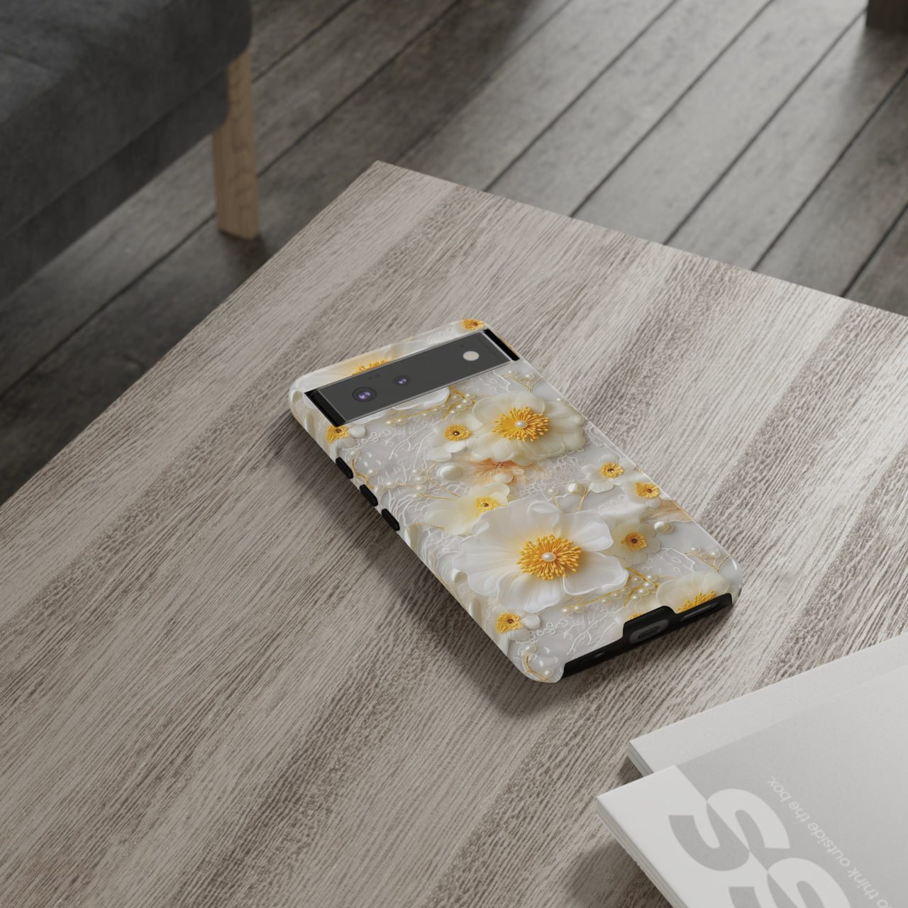 White and Yellow Floral Tough Cases for Google Pixel 6 and Google Pixel 6 Pro